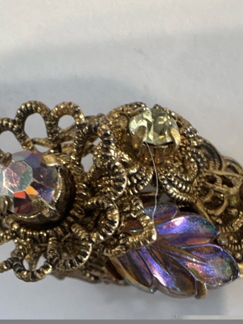 Vintage 1950’s made in Germany AB Rhinestone Filigree Aurora Borealis set. - Picture 6 of 7